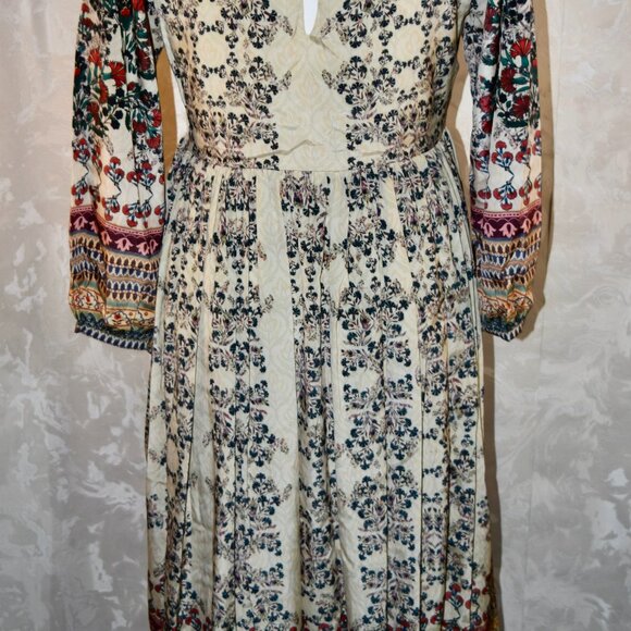 Anthropologie Bhanuni by Jyoti Far Fields Beaded Floral Midi Dress Size 8 - Picture 2 of 4